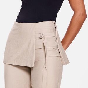 Chic Beige Wrap Skirt Overlay Pants